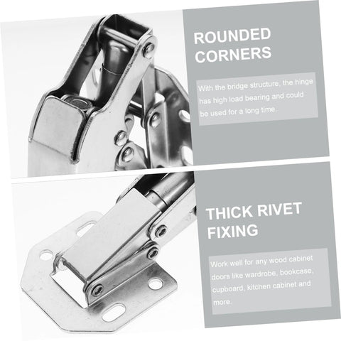 Concealed cabinet hinges showing durable hydraulic design and thick rivet fixing for wardrobe cabinets and furniture use.