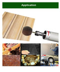 Five Piece Set Spherical Sandpaper Flap Wheels With 6mm Shank for rotary tools used on wood and metal surfaces.