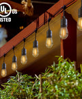 48 Ft Outdoor String Lights With 15 Warm White LED Bulbs, Weatherproof Commercial Grade Vintage Style Patio Lights hanging