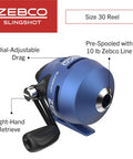 Slingshot Spincast Reel And Rod Combo For Grab And Go Anglers, Size 30 Reel, Right Hand Retrieve, Easy To Use No Tangle Design, Blue