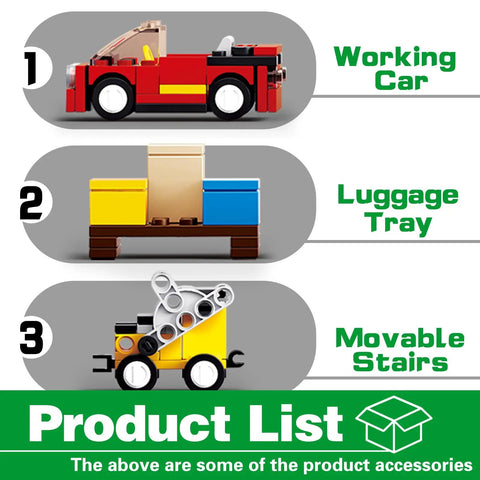 Awesome City Cargo Plane Building Set With Car And Movable Ladder 383 Blocks Product Accessories Image