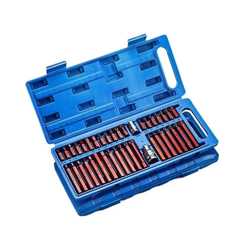 Check Out This Slick 40-Piece Torx Star Spline Hex Socket Bit Set Perfect For Garage Jobs Like Oil Changes And Spark Plug Swaps Because It Rocks Top Shredded Precision Grade Screwdriver Bits Made With Durable S2 Alloy Steel For Any Serious Auto Repair. 40-piece S2 alloy steel Torx bit set in blue case