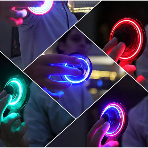 Hand Operated Mini Drone Orb With LED Lights UFO Magic Flying Spinner Hand Controlled Hover Boomerang Toy in blue and red