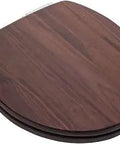 Solid Walnut Wood Round Toilet Seat With Designer Piano Finish And EZ Close Chrome Hinges Natural Wood Comfort Easy Installation