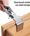 Heavy Duty Adjustable Drawer Clamp With One Touch Quick Release for precise cabinet front installation on wood.