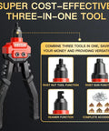 Wetols 3 In 1 Rivet Nut Gun Tool Kit With Reamer And Mandrels, showcasing three functions for versatile use.