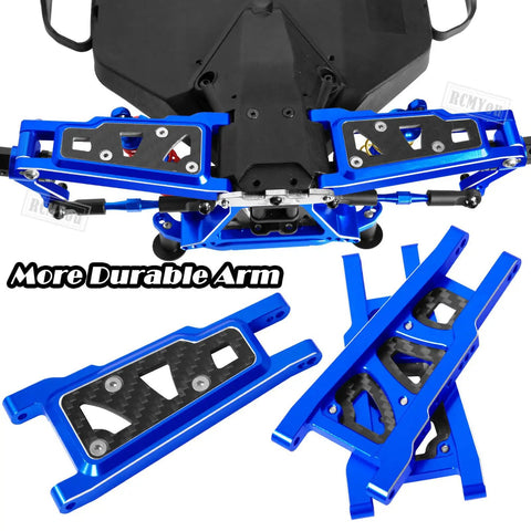 Alloy Front And Rear Suspension Arm Upgrade Kit For 1/10 Slash 4x4 VXL, Stampede 4x4 VXL, Rustler 4x4 VXL, And Hoss 4x4 VXL Navy Blue 4pc