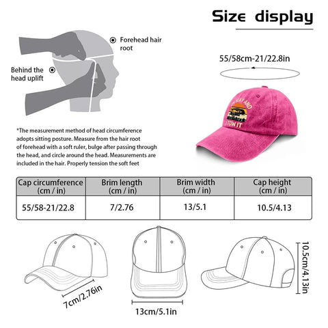 I Am Sexy And I Tow It Vintage Camping RV Camper Truck Hat For Men Funny Outdoor Cap size and measurement details