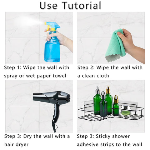 Step-by-step guide using Two Pack Transparent Shower Caddy Adhesive Pads For Replacement No Drilling Strong Wall Mount Sticky Pads.