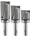 Top Shelf Carbide Tipped Plunging Template Router Bit 3 Piece Set 1/2 Shank 1-1/8 Cut Diameter Up-Cut Geometry
