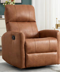 Swivel Rocker Recliner Chair With Faux Leather, Manual Glider, 360 Degree Swivel, Nursery Friendly For Adults in Dark Brown