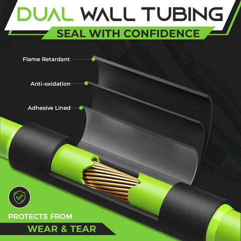 Cross-section of Beefed Up 2 Inch Heat Shrink Tubing Kit 50 Ft With 3:1 Shrink Ratio Adhesive Lined Dual Wall UL Listed Wire Sleeve