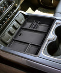 Center Console Organizer Tray For Full Console With Bucket Seats Fits 2014 2018 Chevy Silverado GMC Sierra 1500 And 2015 2019 Silverado Sierra 2500HD 3500HD Storage Compartment For Your Truck inside console with dividers