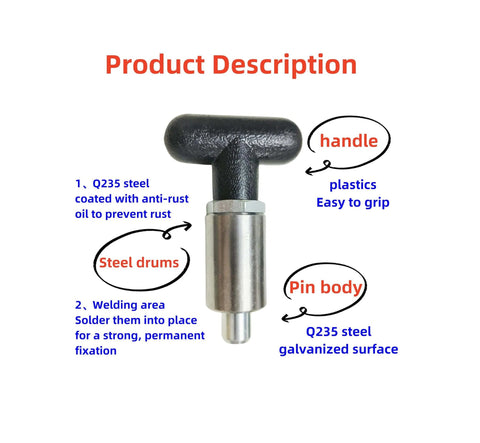 Beefy Three-Eighths Inch Spring-Loaded Pull Pin With T-Handle, Steel Plunger Dowel Pin, Ergonomic Grip Handle in close-up
