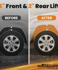 3 Inch Front And 2 Inch Rear Leveling Lift Kit For Nissan Frontier Xterra And Suzuki Equator 2005-2023 before and after effect