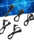 90 Degree Angled Dc Power Extension Cable Five Piece Set Male To Male 5.5Mm By 2.1Mm Connector with five black angled leads.
