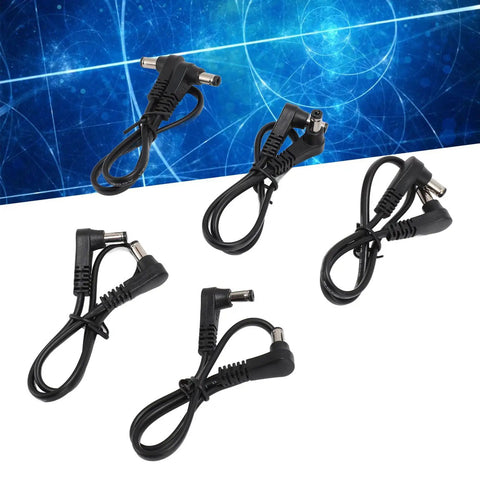 90 Degree Angled Dc Power Extension Cable Five Piece Set Male To Male 5.5Mm By 2.1Mm Connector with five black angled leads.