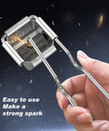 Flint Striker Lighter Dual Pack With 20 Replacement Flints For Welding Brazing And Soldering showing spark production.