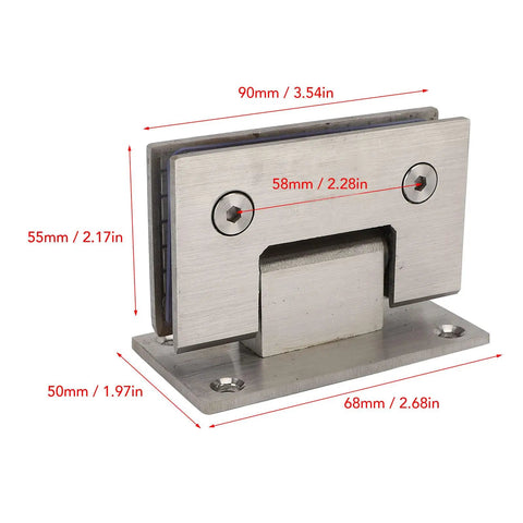 Heavy Duty Stainless Steel Glass Shower Door Hinges 90 Degree Fits 8 To 12mm Glass Quiet Operation Easy Install