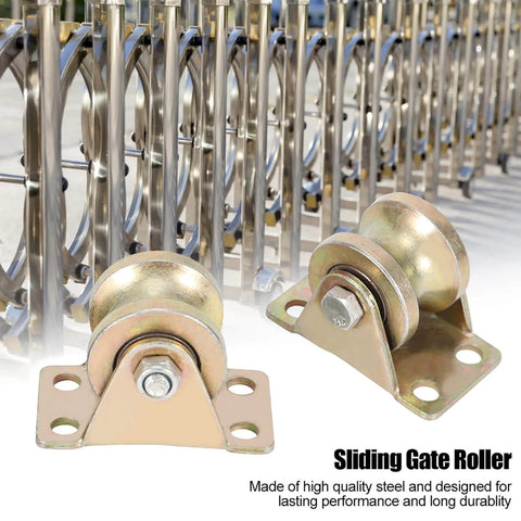 32mm Sliding Gate Roller U Type Groove Wheel Built Tough With Heavy Duty Steel Track Rail For Industrial Machines Carts And Doors Glide Smoothly No Fuss High Strength Abrasion Resistance Operating Range 40 To 100 C. Visible two roller pack with steel construction.