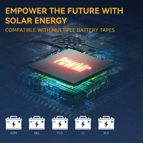 Ready To Roll 6500W Hybrid Solar Inverter 48V DC To 120V And 240V AC Split Phase With 140A MPPT Controller 10kW Max Solar Input Pure Sine Wave Smooth Power Flow For Lithium Or Lead Acid circuit board with battery compatibility icons
