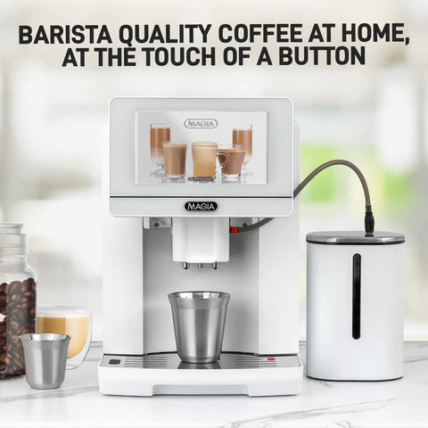 No Hassle Super Automatic Espresso Maker With Built In Grinder And Creamy Milk Frother, 19 Killer Drink Options Like Lattes And Cappuccinos, Self Cleaning Top Shelf Coffee Machine For Chill Mornings, sleek design with stainless steel cup.