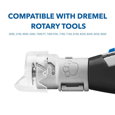 Pet Nail Guard Attachment With 45 Degree Paw Guide for nail trimming, compatible with Dremel rotary tools, clear view cap