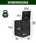 Dimensions of Big Ol 80 Gallon Garden Compost Bin Made From BPA Free Thick Plastic For Outdoor Use Easy Assembly Lightweight Design