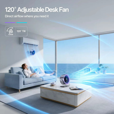 USB Desk Fan For Bedroom And Office With 100 Speed Digital Display, Ultra Quiet Portable Fan For Home Office And Night Time Comfort