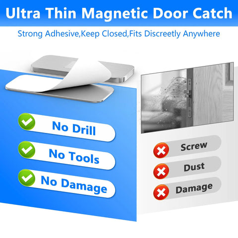 Ultra Slim Invisible Cabinet Door Magnets With High Adhesion No Drilling Required Strong Magnetic Catch for easy installation