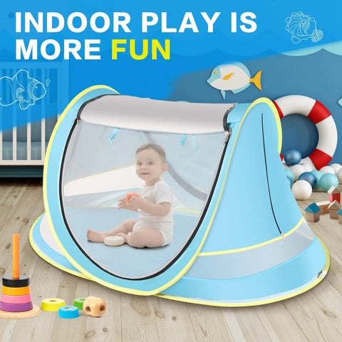 Pop Up Baby Beach Tent For Toddlers And Infants, Portable Sun Shade For Beach And Camping, Easy Two Way Access, Lightweight Travel Tent