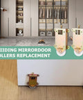 Two Pack Sliding Mirror Closet Door Rollers Replacement, 2-1/2 Inch Wheel, installed on white door for quiet smooth operation