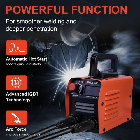 Portable 110V MMA Stick Welder With IGBT Inverter, Hot Start, Arc Force, Anti-Stick, Lightweight 250A Welding Machine For Home Projects