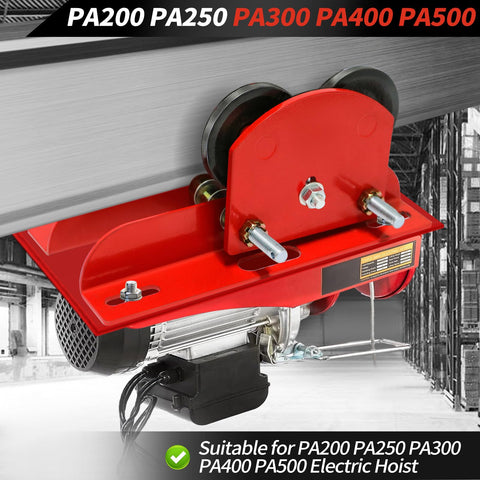 Heavy Duty I Beam Trolley 0.5 Ton Capacity With Dual Track Rollers Adjustable Flange installed on I-beam