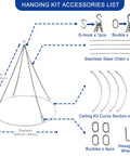 24 Inch Round Ceiling Canopy Hoop Hardware Kit White Metal For Ceiling Drape Hanging Ring with accessories shown