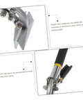 Close-up of metal seamer and edge seamer pliers for standing seam roofing, showing non-slip handle and durable steel jaws.