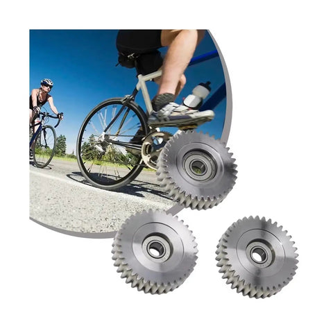 47.5x12mm Oblique Planetary Gear 35T Helical Gear With 8mm Bearings for electric bike hub motor replacement parts, cyclist in background