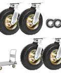 Four Pack Heavy Duty Swivel And Fixed Caster Wheels Constructed From Sturdy Steel Plates And Equipped With Double Ball Bearings for carts
