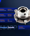 Front Wheel Hub Bearing Assembly 513296 With ABS for Infiniti JX35 2013, QX50 2019, QX60 2014 shown with dimensions and specifications.