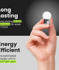 Hand holding 7.5 Watt E26 Base S11 Frost LED Light Bulb Soft White 2700K Non Dim Energy Efficient cozy warm home lighting