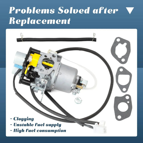 Carburetor Replacement Kit For 5000W Dual Fuel Inverter Generator 71367 70143 With Gaskets And Fuel Line displayed