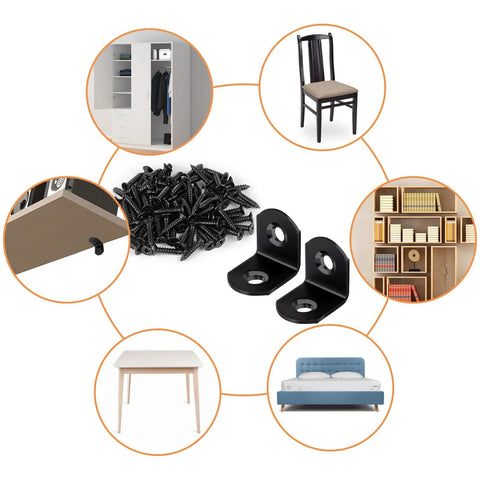 Stainless Steel L Bracket Corner Brace Set With 40 Pieces And 80 Screws 90 Degree Right Angle Brackets For Wooden Shelves Chairs Tables Dressers