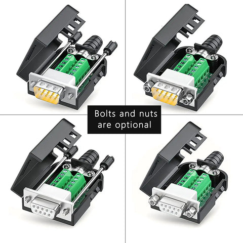 No Soldering Needed DB9 Serial Adapters Kit 1 Male 1 Female D Sub 9 Pin Connector For RS232 RS485 DIY Cable Build