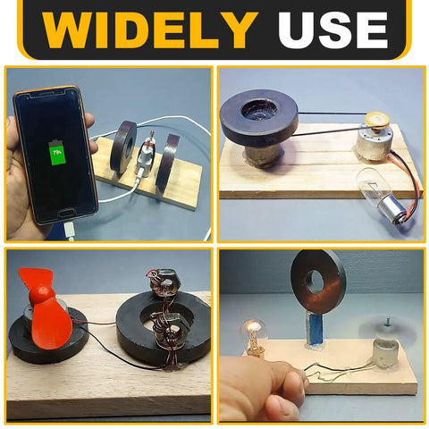 TRYMAG ferrite round ring magnets with holes, 2-pack; black ceramic magnets for DIY projects.