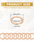 Copper Crush Washers Go To Set Heavy Duty 15 Pieces 24Mm OD 18Mm ID 1.5Mm Thick Sealing Gaskets For Screws Bolts Sump Plugs Oil Drain Leak Proof Flat Seals For Automotive And Machinery Use, 24x18x1.5mm copper washer shown