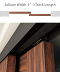 Heavy Duty Double Bypass Sliding Closet Door Track Kit Hardware With 72 Inch Aluminum Alloy Track Rail Set For Two Door System Delivers Ultra Smooth Quiet Operation And Durable Rust Proof Black Finish, shown installed.