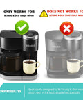 Front view of a 12-cup glass replacement carafe for Keurig K-Duo single-serve coffee maker, black handle