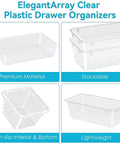 Must Have Grab And Go 12 Piece Drawer Organizer Set with 4 size trays, clear plastic bins for cosmetics and office use