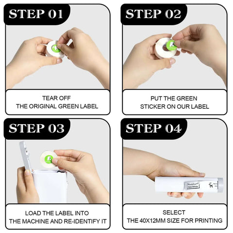 Step-by-step instructions displaying use of Heavy Duty Workhorse Hard Shell Label Printer Case With Three Rolls Of Adhesive Paper Tape.