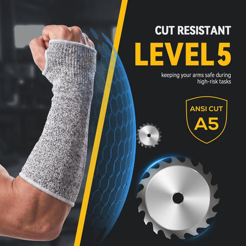 Killer Grip Level 5 Cut Resistant Sleeves Heavy Duty Forearm Guards With Snug Elastic Velcro Strap Secure Them In Place For Rough Yard Work Mechanic Repairs Or Trimming Thorny Bushes Keep Your Arms Safe No Sweat